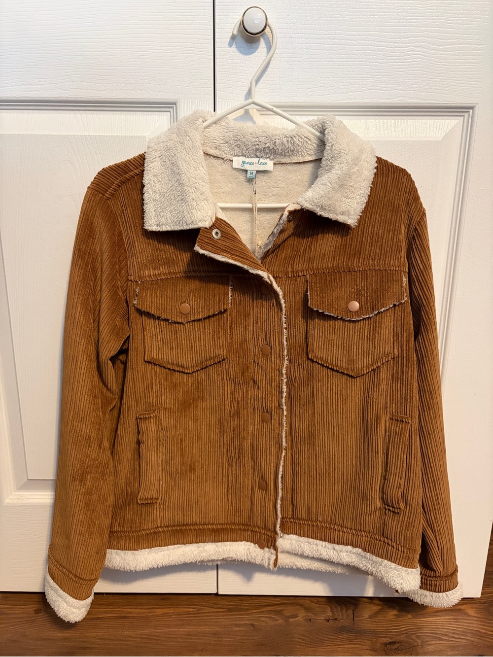Grace & Lace Corduroy Sherpa Jacket
